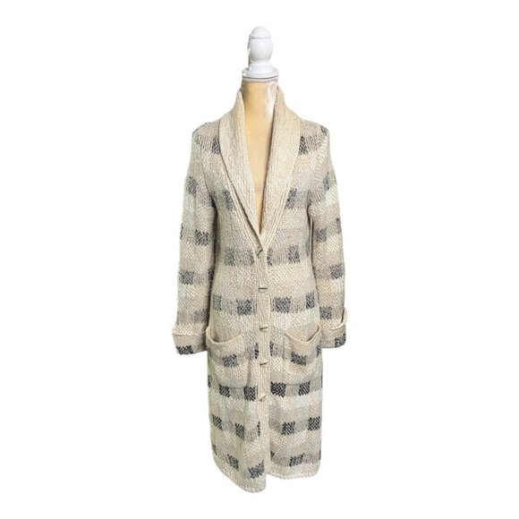 Anthropologie Sweaters - Anthropologie Far Away From Close Long Button Front Cardigan Size M Medium Beige